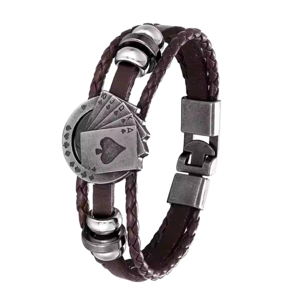 Vintage Multi-layer Leather Woven Poker Bracelet Charming Men's Bracelet New